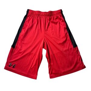 Under‎ Armour Shorts Kids Large Red HeatGear Loose Fit Athletic Basketball Logo